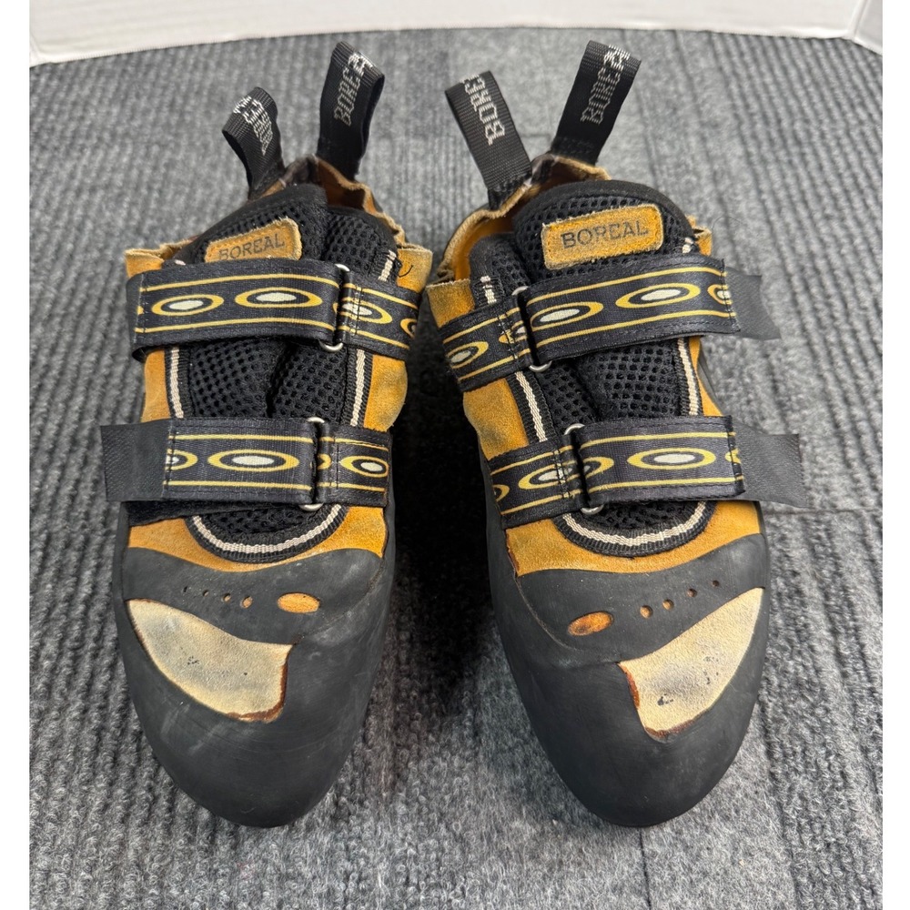 Boreal Climbing Shoes Yellow Black Suede Hook Loop Straps FS-Quattro Size UK 9